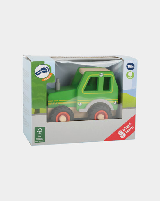 Puidust roheline traktor 03